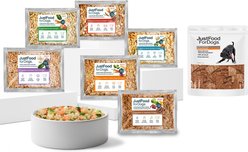 JustFoodForDogs Sampler Variety Box Frozen Fresh Food + Pumpkin Dehydrated Dog Treats