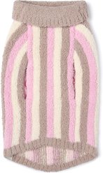 Barefoot Dreams CozyChic Smiley Stripe Leash Opening Dog Sweater, Pink Multi, Small slide 2 of 2