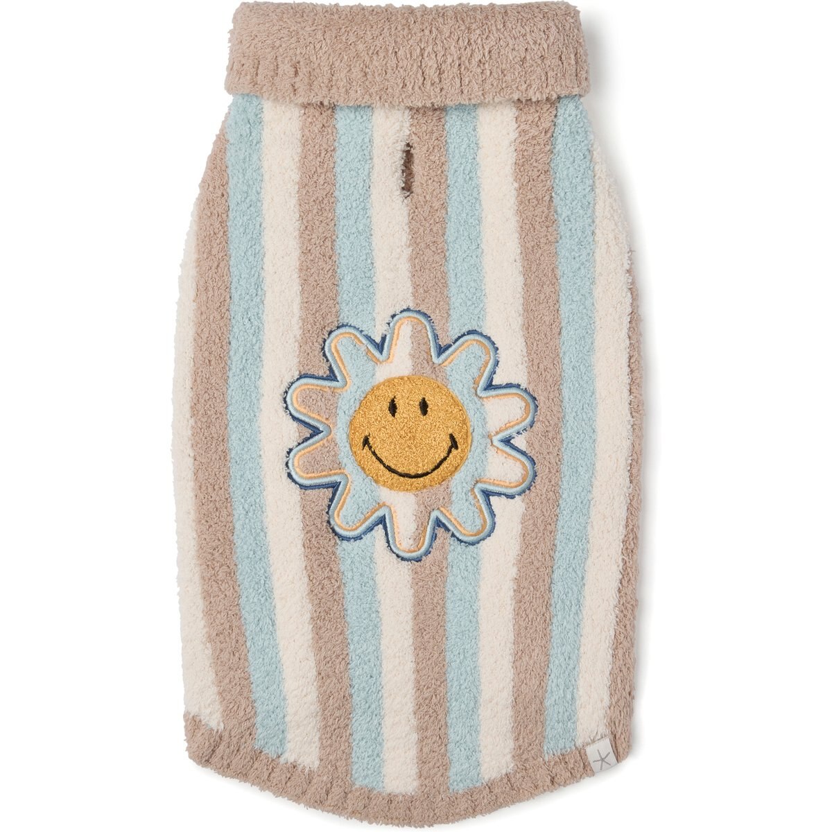 Barefoot Dreams CozyChic Smiley Stripe Leash Opening Dog Sweater, Mint Multi, Medium