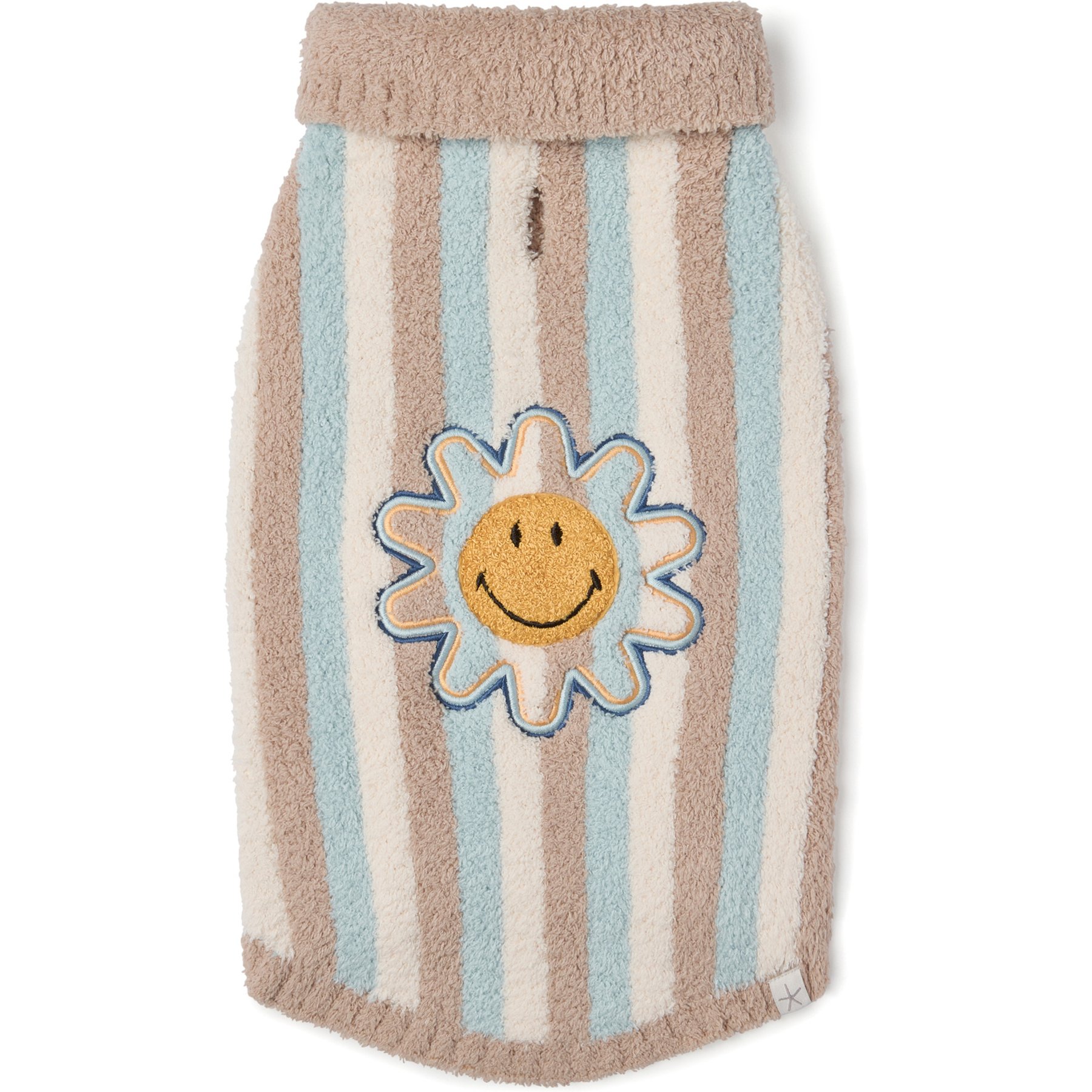 Barefoot Dreams CozyChic Smiley Stripe Leash Opening Dog Sweater, Mint Multi, Large, SWPCC26531