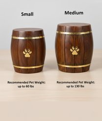 Resting Rainbow Wood Barrel Brass Paw Urn, Medium slide 2 of 7