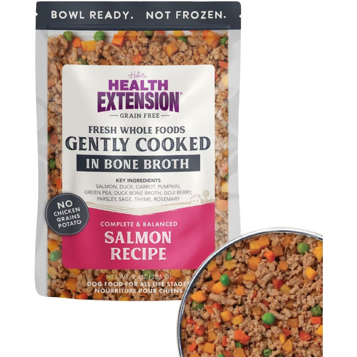 Health Extension Gently Cooked Grain-Free Salmon Recipe Wet Dog Food, 9-oz pouch, 1 count
