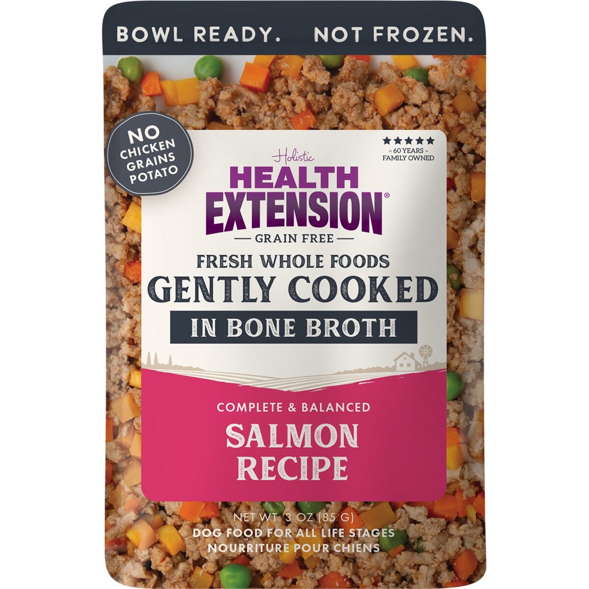 Health Extension Gently Cooked Grain-Free Salmon Recipe Wet Dog Food, 3-oz pouch, 20 count