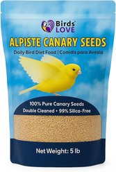 Birds LOVE Alpiste Canary Seed Non-GMO Double Cleaned Bird Food, 5-lb bag