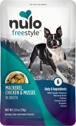 Nulo FreeStyle Mackerel, Chicken, & Mussel in Broth Dog Food Topper, 2.8-oz, case of 24