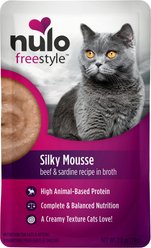 Nulo Freestyle Silky Mousse Beef & Sardine Recipe Grain-Free Wet Cat Food, 2.8-oz, case of 24