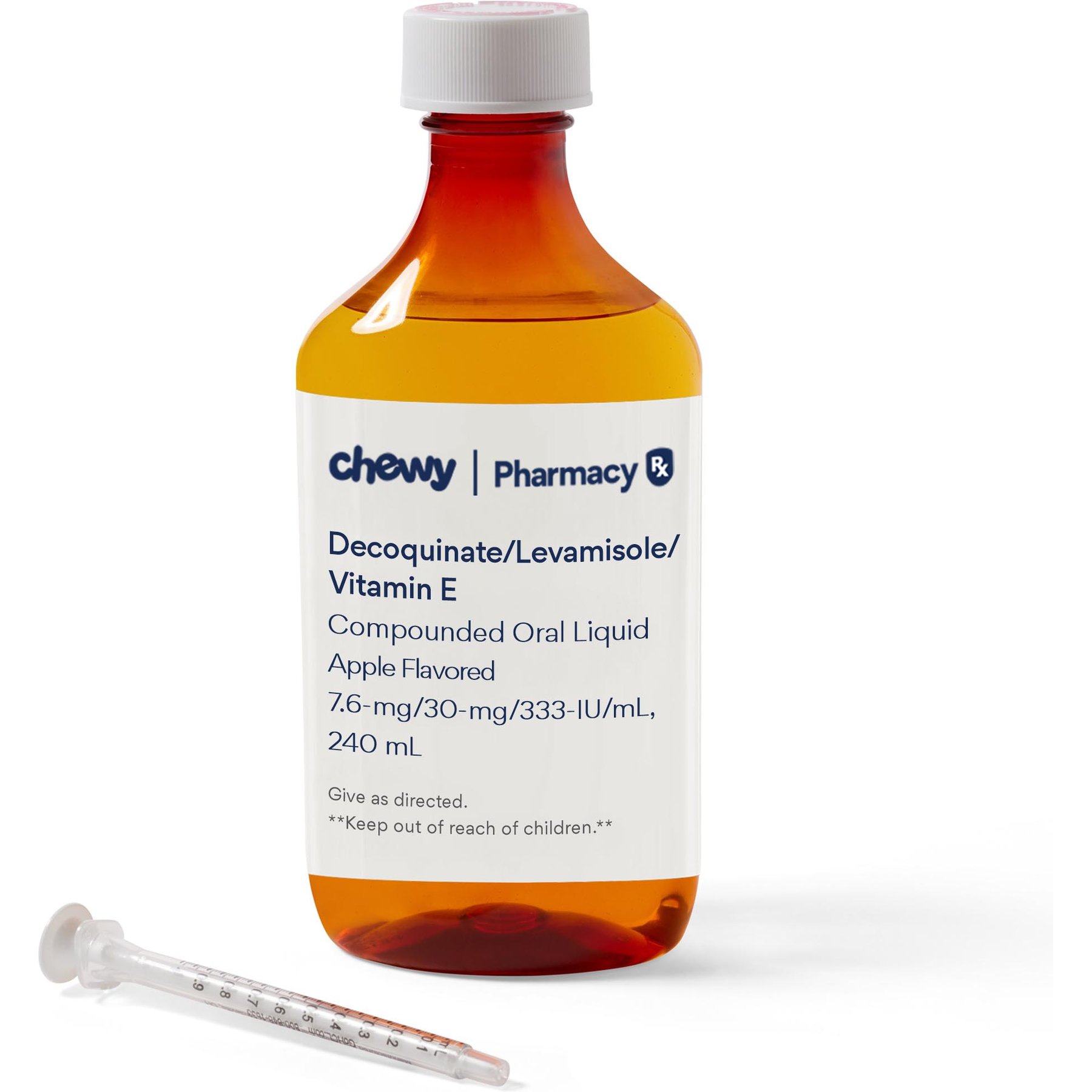 Decoquinate/Levamisole/Vitamin E Compounded Apple Oral Oil Suspension, 7.6 mg/30 mg/333 IU/mL, 240 mL for Veterinary use
