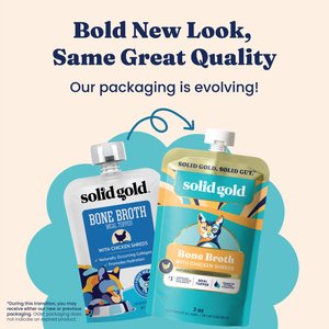 Solid Gold Bone Broth Chicken Shreds Grain-Free Wet Cat Food Topper, 3-oz pouch, case of 12