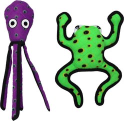 Tuffy's Phrog Leaping - Squid Purple Squeaky Dog Plush Toy, Multicolor, 2 count