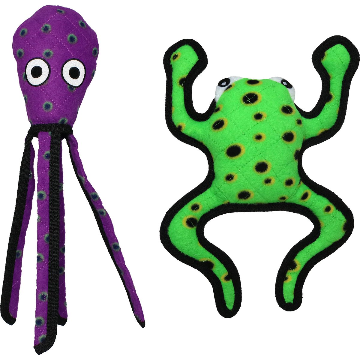 Tuffy's Phrog Leaping - Squid Purple Squeaky Dog Plush Toy, Multicolor, 2 count