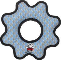 Tuffy's Mega Gear Ring Chain Link Squeaky Dog Plush Toy, Blue
