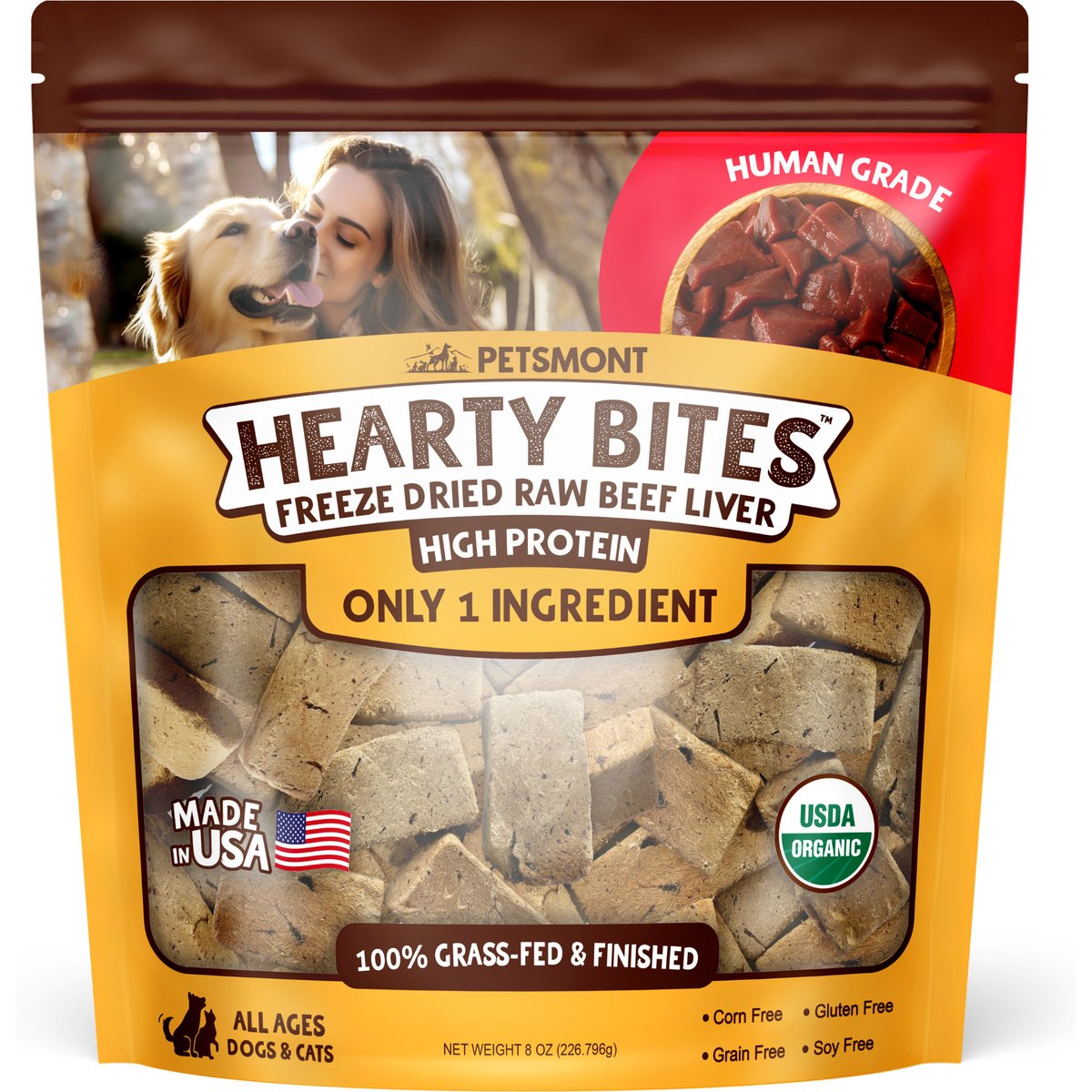 Petsmont Hearty Bites Beef Liver Freeze-Dried Dog Treats, 8-oz bag