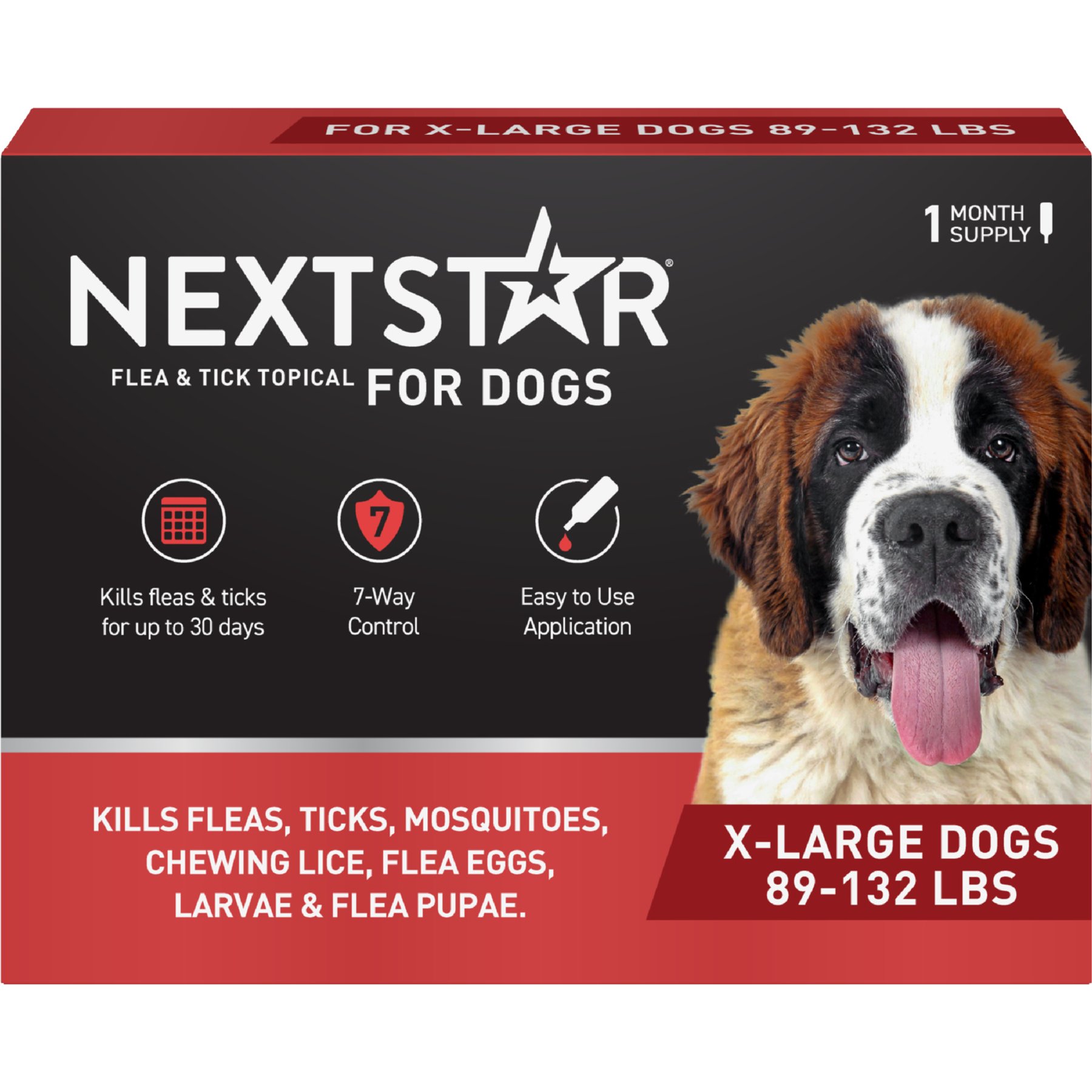NextStar Flea & Tick Spot Treatment for X-Large Dogs, 89-132 lbs, 1 Dose (1-mos. supply)