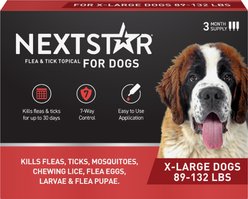 NextStar Flea & Tick Spot Treatment for X-Large Dogs, 89-132 lbs, 3 Doses (3-mos. supply)