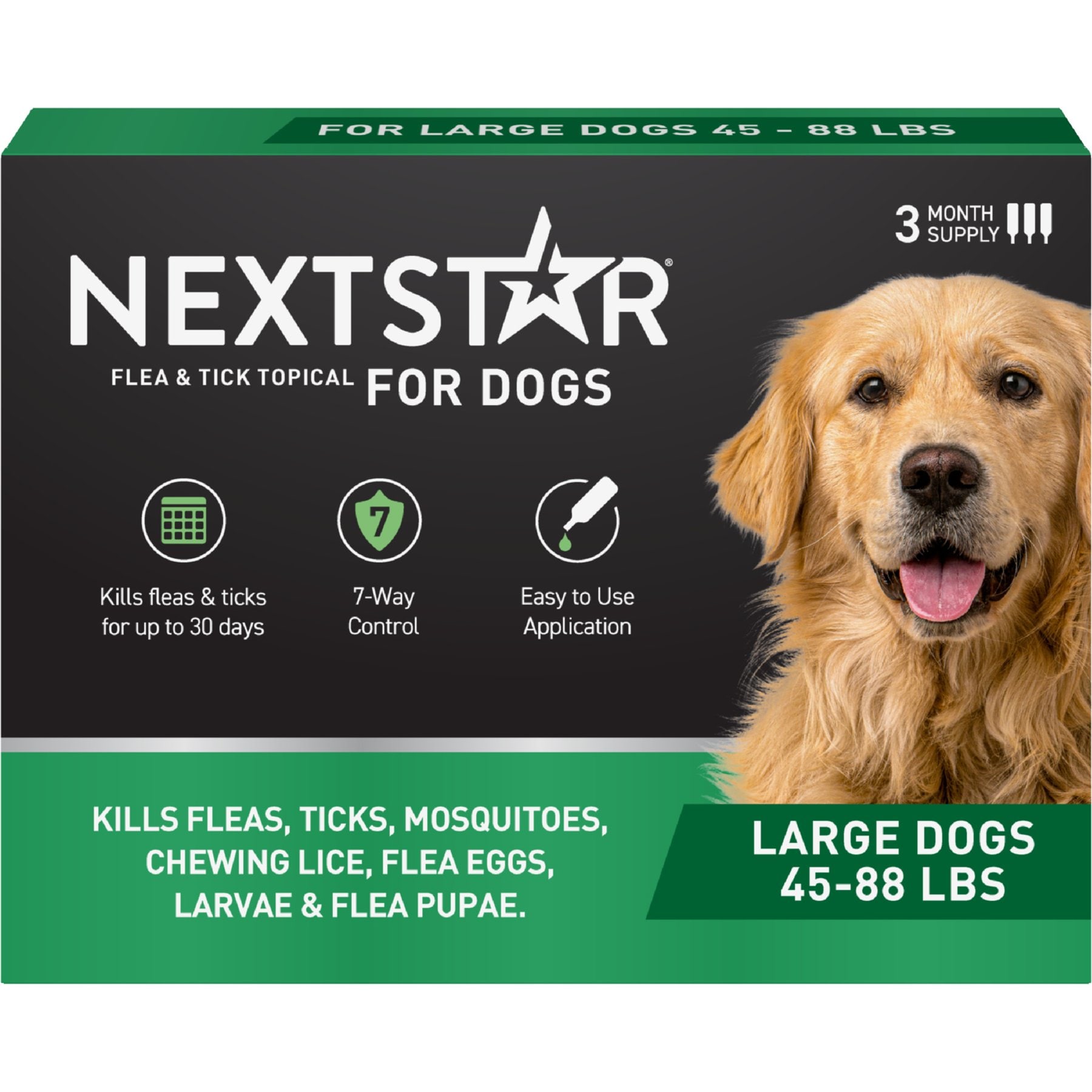 NextStar Flea & Tick Topical Treatment for Large Dogs, 45-88 lbs, 6 Doses (6-mos. supply)