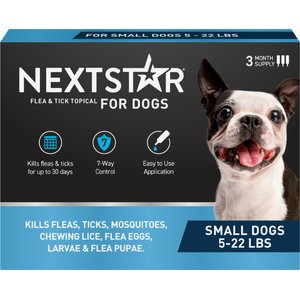 NextStar Flea & Tick Spot Treatment for Small Dogs, 5-22 lbs, 3 Doses (3-mos. supply)