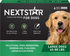 NextStar Flea & Tick Topical Treatment for Large Dogs, 45-88 lbs, 6 Doses (6-mos. supply)