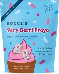Bocce's Bakery All-Natural Very Berri Froyo Soft & Chewy Dog Treats with Topped Real Fruit & Sprinkles, 6-oz bag