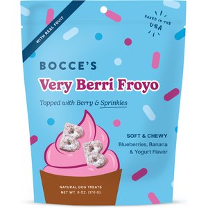 Bocce's Bakery All-Natural Very Berri Froyo Soft & Chewy Dog Treats with Topped Real Fruit & Sprinkles, 6-oz bag