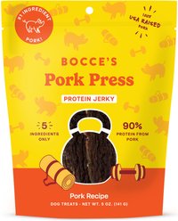 Bocce's Bakery Pork Press Jerky Natural Protein Cuts Dog Treats, 5-oz bag