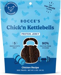 Bocce's Bakery Chick’n Kettlebells Jerky Chicken Protein Cut Dog Treats, 5-oz bag slide 1 of 2