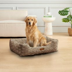 MODERN THREADS Ultra-Soft Plush Cuddler Dog Bed with Supportive Bolstered Sides & Elegant Textured Design, Brown, Large slide 2 of 6