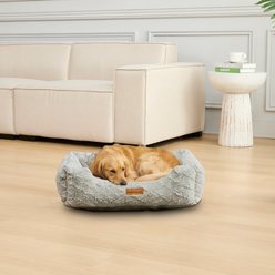 MODERN THREADS Ultra-Soft Plush Cuddler Dog Bed with Supportive Bolstered Sides & Elegant Textured Design, Grey, Large slide 2 of 6