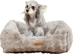 MODERN THREADS Ultra-Soft Plush Cuddler Dog Bed with Supportive Bolstered Sides & Elegant Textured Design, Stone, Small