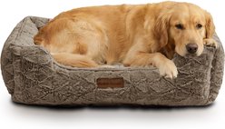 MODERN THREADS Ultra-Soft Plush Cuddler Dog Bed with Supportive Bolstered Sides & Elegant Textured Design, Brown, Large