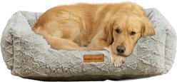 MODERN THREADS Ultra-Soft Plush Cuddler Dog Bed with Supportive Bolstered Sides & Elegant Textured Design, Grey, Large
