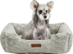 MODERN THREADS Ultra-Soft Plush Cuddler Dog Bed with Supportive Bolstered Sides & Elegant Textured Design, Grey, Medium