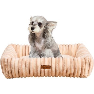 MODERN THREADS MODERN THREADS Ultra-Soft Plush Cuddler Dog Bed with Supportive Bolstered Sides & Elegant Textured Design, Cream, Medium