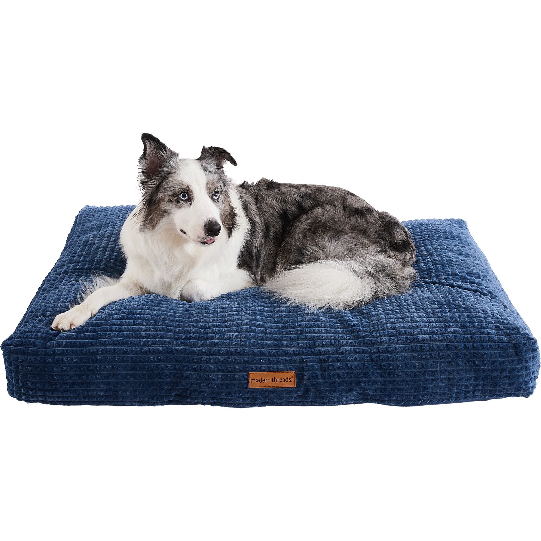 MODERN THREADS Ultra Plush Orthopedic Memory Foam Pillow Bed for Large Dogs with Supportive Filling & Stylish Textured Design, Blue, XX-Large