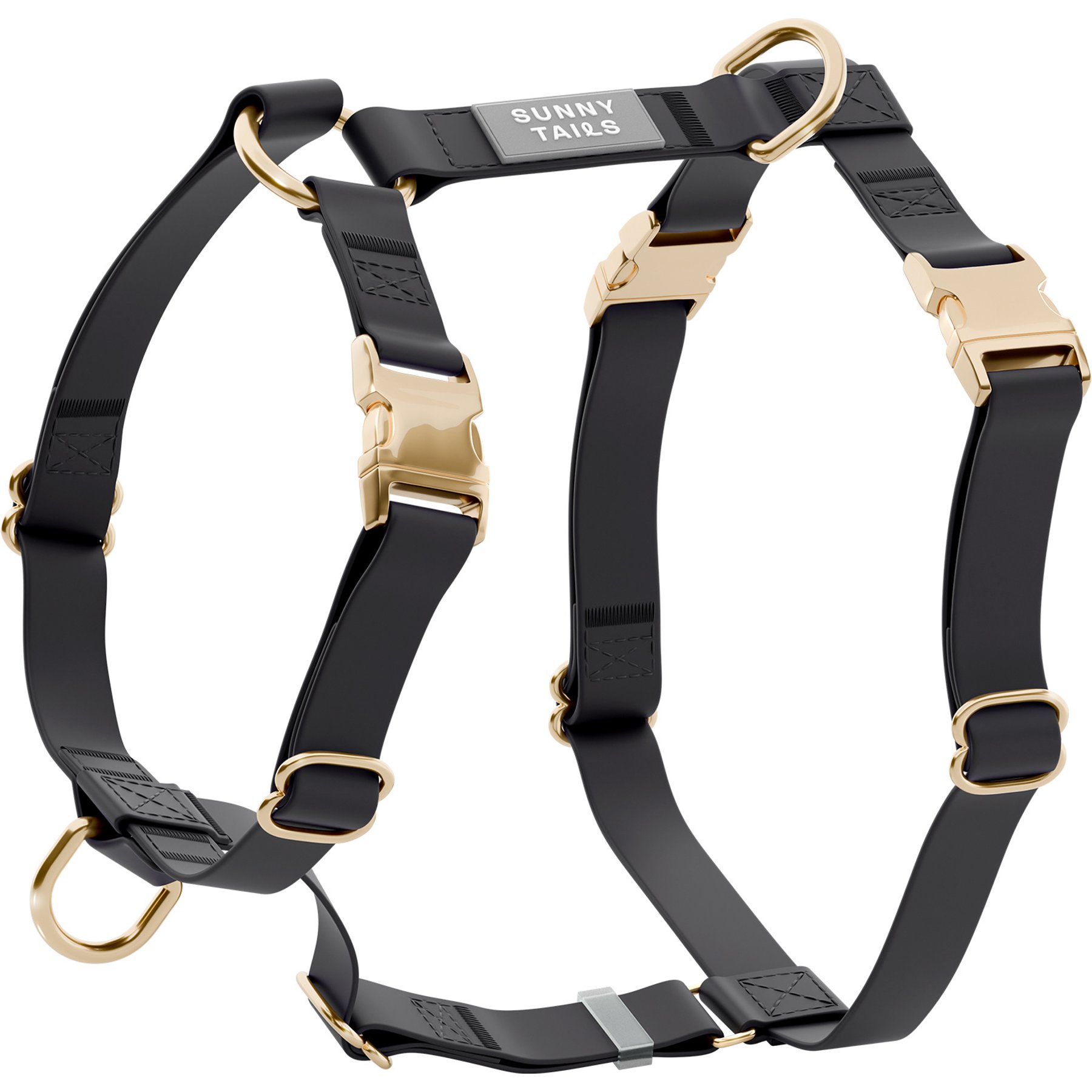 Sunny Tails Cloud Lite Waterproof Metal No-Pull Dog Harness, Ember Black, Medium: 20 to 29-in chest