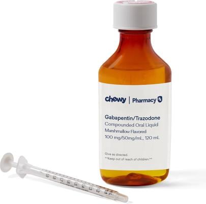 GABAPENTIN/TRAZODONE COMPOUNDED Marshmallow Oral Oil Suspension, 100 mg/ 50mg/mL, 120 ml for Veterinary use