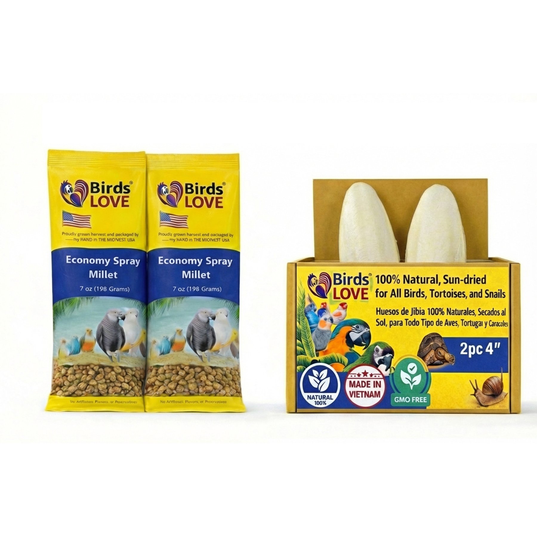 Birds LOVE Natural cuttlebones Seeds Bird Food with 4-in Cuttlebone, 14-oz box, 2 count