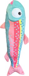 Huxley & Kent Fetchies Travis Trout Squeaky Plush Dog Toy, Teal/Pink, Small