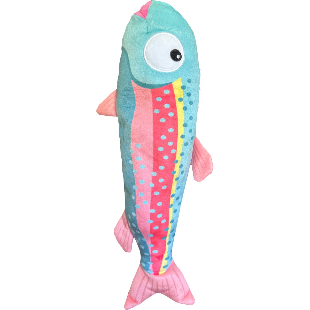 Huxley & Kent Fetchies Travis Trout Squeaky Plush Dog Toy, Teal/Pink, Small