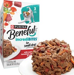Purina Beneful IncrediBites with Real Beef, Carrots, Wild Rice & Gravy Small Breed Wet Dog Food, 3-oz, case of 24