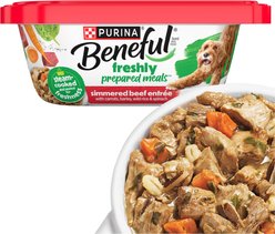 Purina Beneful Freshly Prepared Meals Simmered Beef Entree with Carrots, Barley, Wild Rice & Spinach Wet Dog Food, 10-oz, case of 8