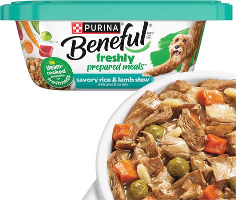 Purina Beneful Freshly Prepared Meals Savory Rice & Lamb Stew with Peas & Carrots Wet Dog Food, 10-oz, case of 8