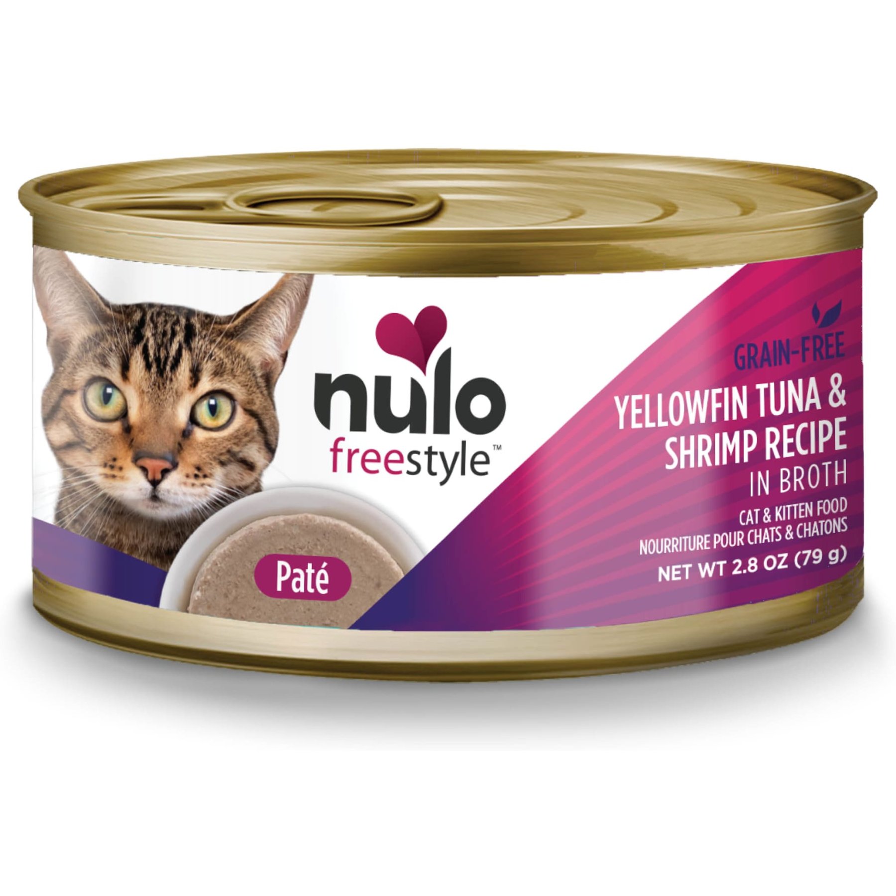 Nulo Grain-Free Yellowfin Tuna & Shrimp Recipe Pate Wet Canned Food for Cats & Kittens, 2.8-oz can, bundle of 24