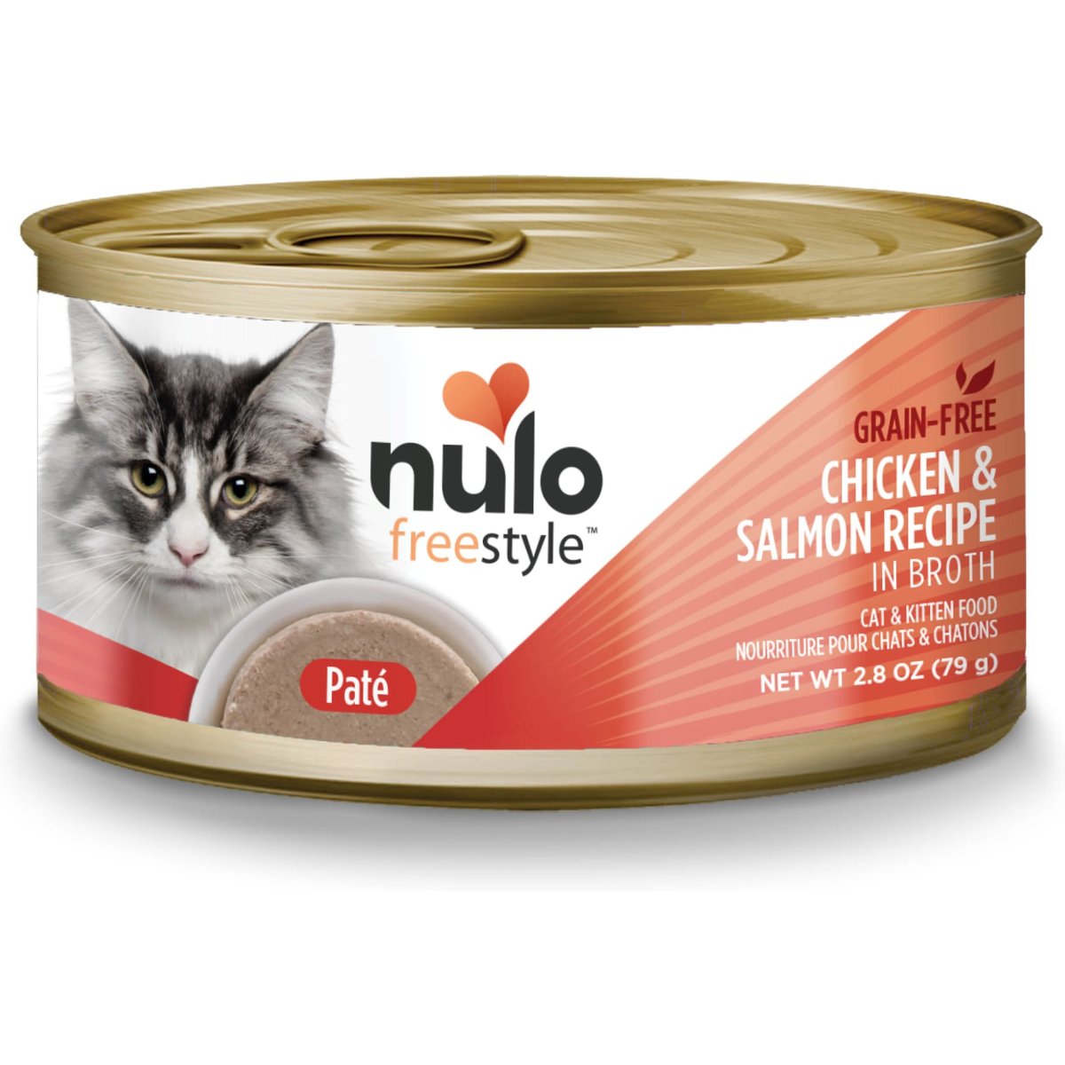 Nulo Grain-Free Chicken & Salmon Recipe Pate Wet Canned Food for Cats & Kittens, 2.8-oz can, bundle of 24