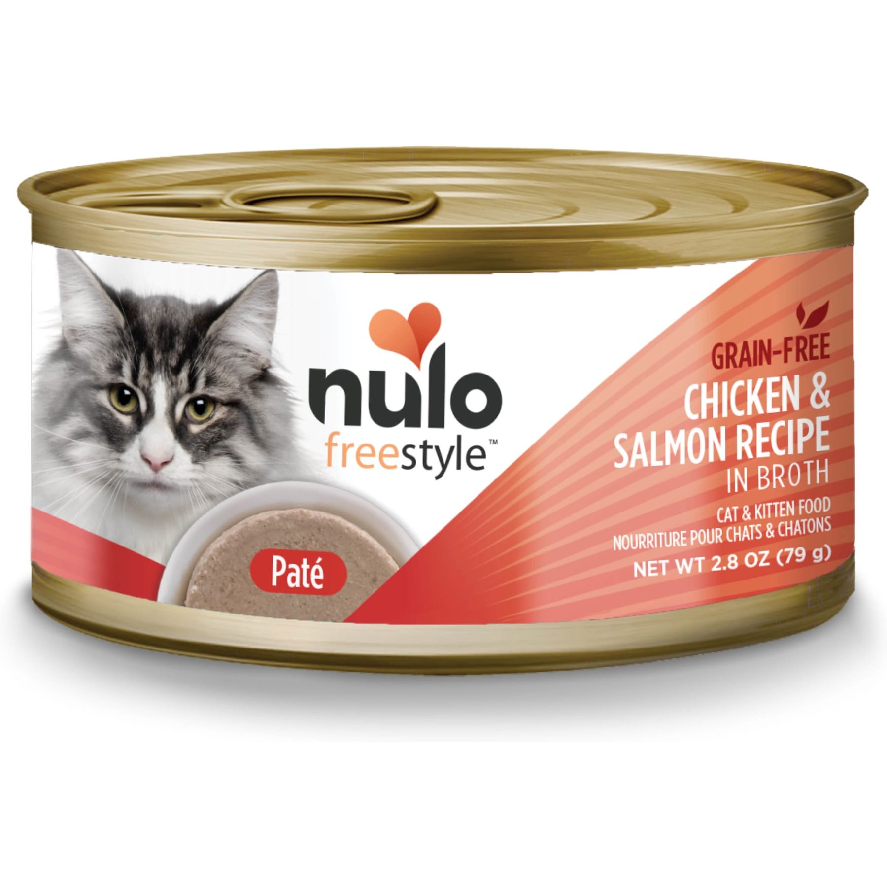 Nulo Grain-Free Chicken & Salmon Recipe Pate Wet Canned Food for Cats & Kittens, 2.8-oz can, bundle of 24