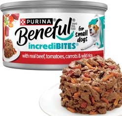 Purina Beneful IncrediBites with Real Beef, Carrots, Wild Rice & Gravy Small Breed Wet Dog Food, 3-oz can, case of 4