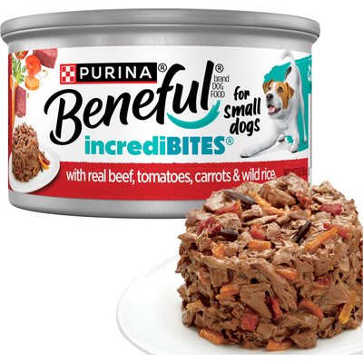 Purina Beneful Purina Beneful IncrediBites with Real Beef, Carrots, Wild Rice & Gravy Small Breed Wet Dog Food, 3-oz can, case of 4