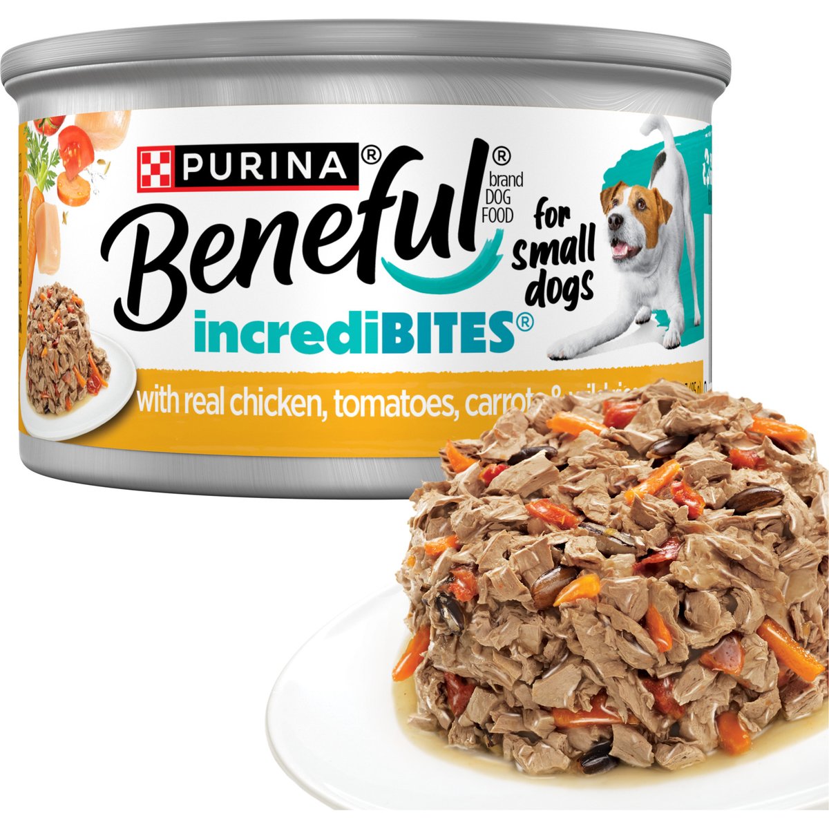 Purina Beneful IncrediBites with Real Chicken & Gravy Small Breed Wet Dog Food, 3-oz can, case of 12