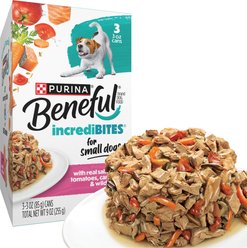 Purina Beneful IncrediBites with Real Salmon & Gravy Small Breed Wet Dog Food, 3-oz, case of 24