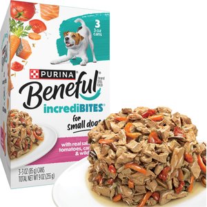 Purina Beneful IncrediBites with Real Salmon & Gravy Small Breed Wet Dog Food, 3-oz, case of 24