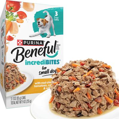 Purina Beneful IncrediBites with Real Chicken & Gravy Small Breed Wet Dog Food, 3-oz, case of 24